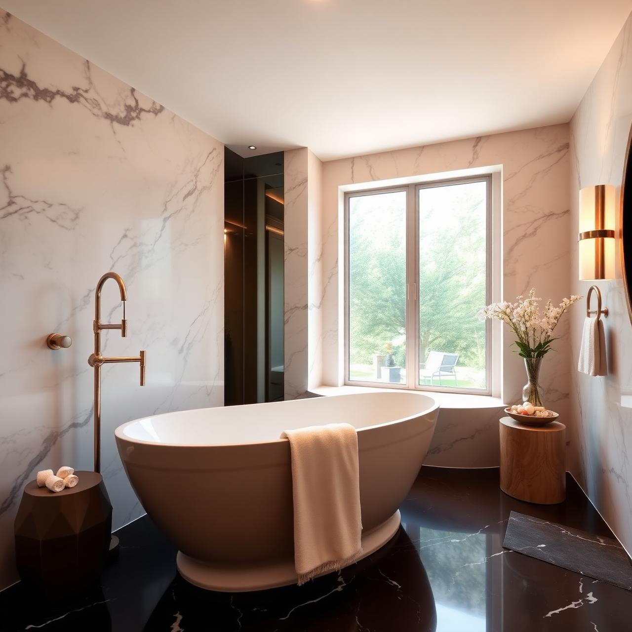 Spa-like marble bathroom